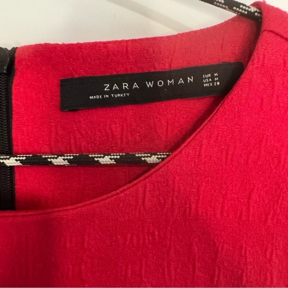 Zara Womens Med Dress Pink Woven Lined 3/4 Bell Sleeve Lined Zipper Back 13535 - Picture 3 of 6